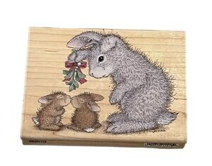 Stampabilities House Mouse Bunny Kisses Vv Christmas wood rubber stamp HMDR1118